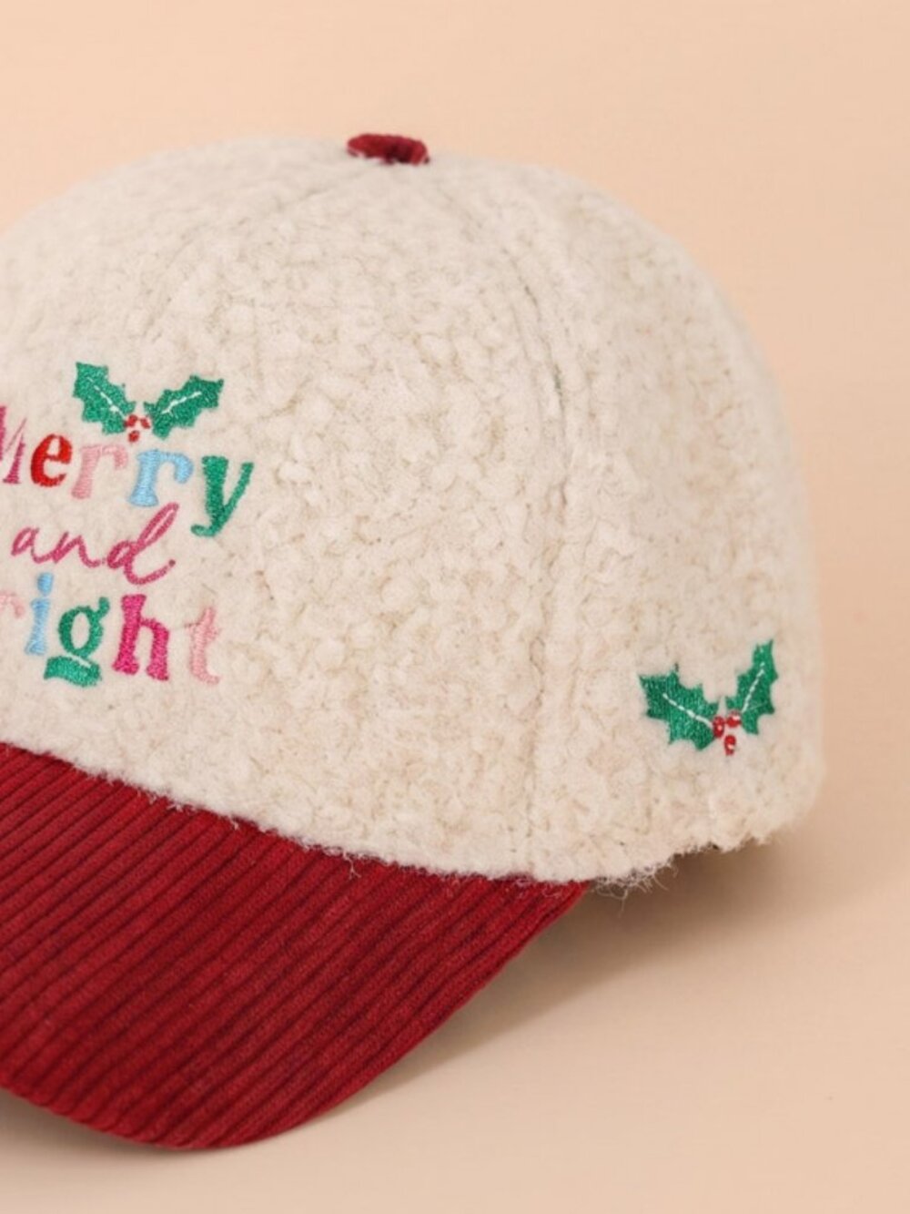 Holiday Fuzzy Corduroy Baseball Caps - Picture 8 of 9